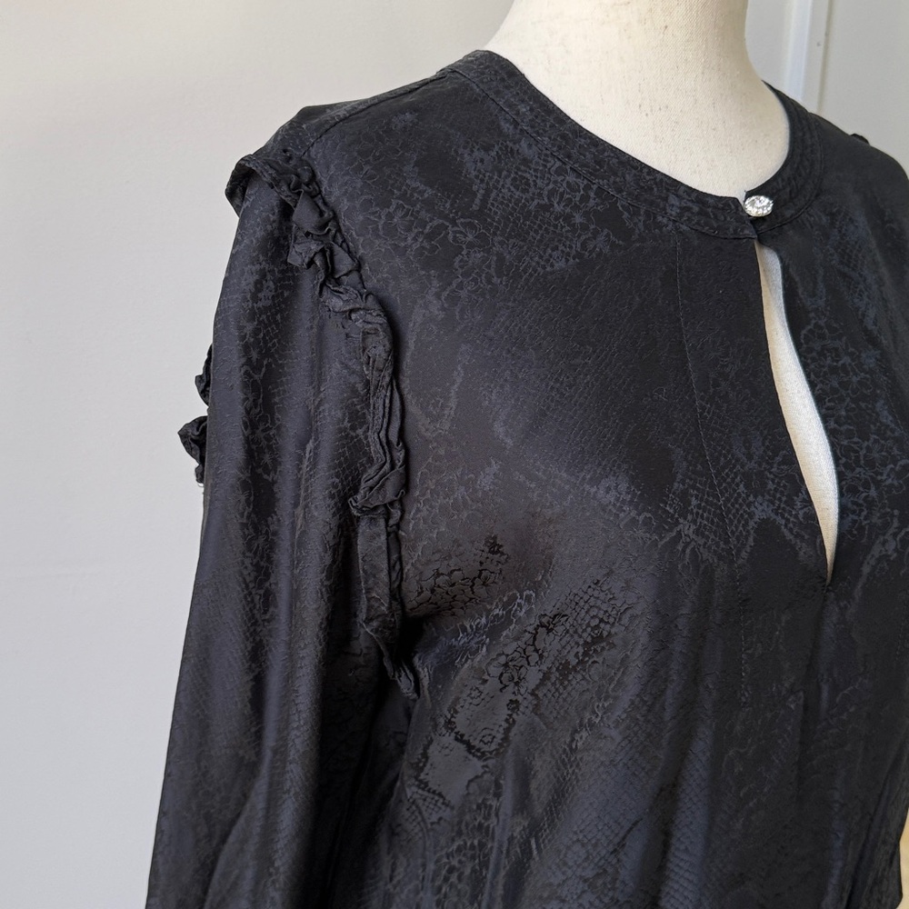 Zadig & Voltaire Black Maxi Dress Long Sleeve  Roar Jac Python Silk Blend Med - Picture 7 of 12